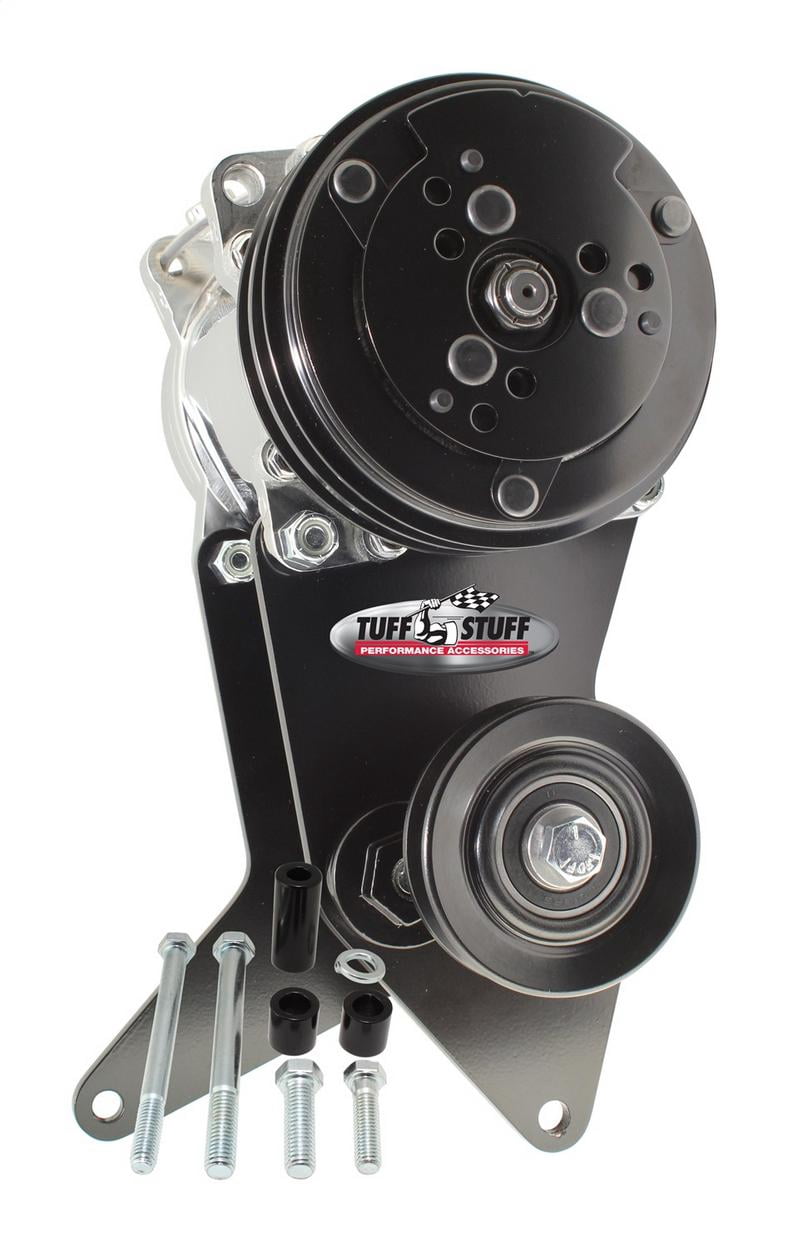 Air Conditioning Bracket - Passenger Side - Head Mount - Steel - Black Powder Coat - Sanden SD508 Compressor - Long Water Pump - Big Block Chevy - Each