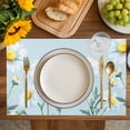 thumbnail image 4 of Daisy Flowers Placemats Set of 6, Spring Floral Leaves Plants Light Blue Placemats for Dining Table, Place Mats for Kitchen Tabletop, Waterproof Wipeable Dining Table Mats Set, 4 of 9