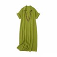 thumbnail image 6 of Sokhug Women's Maxi Shirt Summer Dresses Turn Down Collared Short Sleeve Embroidered Loose Tunic Dress with Pockets, 6 of 6