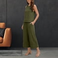thumbnail image 2 of Akmaiox Two Piece Sets for Women Sleeveless Tank Tops Elastic Waist Drawstring Wide Leg Pants with Pockets Trendy Stripes Casual Loose Summer Vacation Lounge Sets S-3XL, 2 of 10