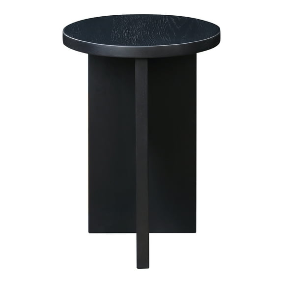 Moe's Home Collection Grace 14" Round Solid Oak Wood Accent Table in Black
