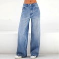thumbnail image 6 of SDNall Wide Leg Jeans for Women Mid Ripped Frayed Hem Casual Jeans Trousers (Dark Blue, Sizes XS-L), 6 of 9