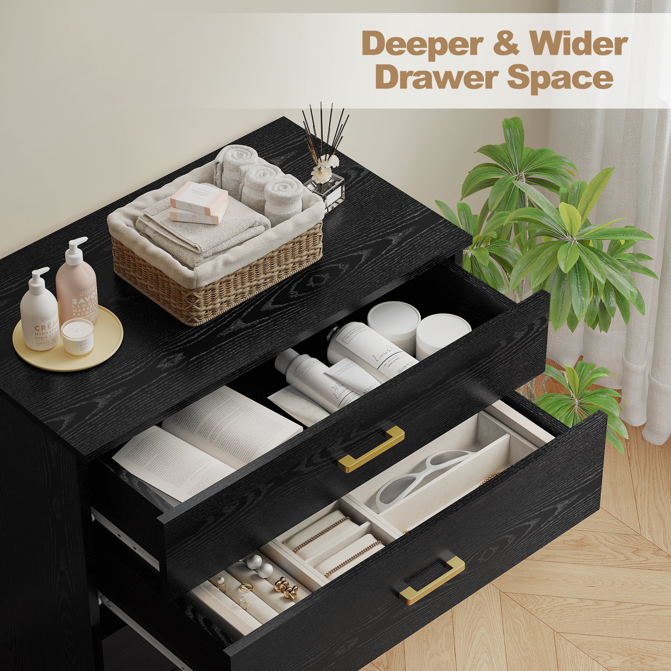4 Drawers Dresser Bedside Night Stand for Bedroom, Closet, Entryway, Hallway, Black