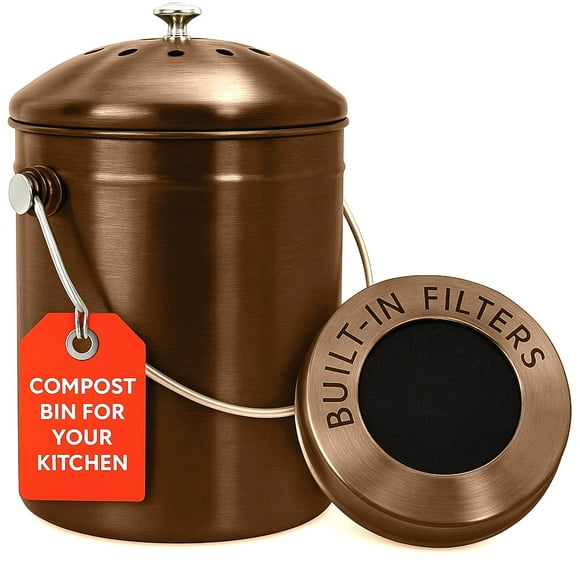 Cubo de compostaje para encimera Epica de acero inoxidable de 5 litros con filtro de carbono