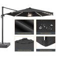 thumbnail image 3 of FLAME&SHADE 11ft LED Outdoor Hanging Cantilever Umbrella w/a Base,Water Repellent UV Protection for Garden,Yard and Shop Street,Black, 3 of 9