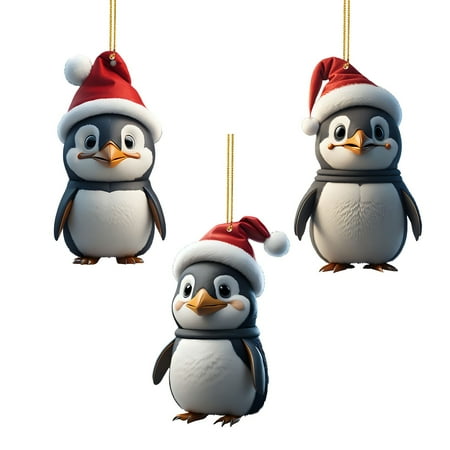 

Weerihhol Holiday for Easter Cartoon Christmas Penguin Car Hanging Home Tree Pendant Christmas Tree Pendant Home Decoration Window Wall Hanging Living Room Decoration Home Decoration 3piece