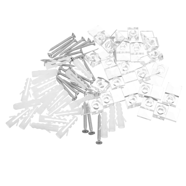 Phenofice 20Sets Mirror Mounting Hardware Kit Clear Plastic Clips for Glass Wardrobe Mirror Wall Fixing