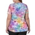 thumbnail image 5 of Dweltoz Women's Scrubs Healthcare Top Print Short Sleeve Scrub Shirts Soft Stretch V-Neck Tops Classic Fit Anti-Wrinkle Scrub With 2 Pockets,Purple Pink 4XL, 5 of 5