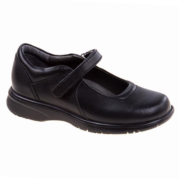 Academie LAUREN-CW-V Hook Eye Adhesive Strap School Shoes Black - Wide - Size 12