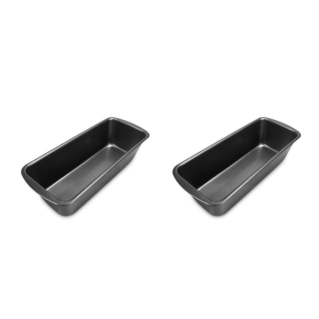 Cateissary Molde para tostadas antiadherente de acero al carbono Rectangular, bandeja para hornear pan resistente a altas temperaturas, moldes negro L 2piezas