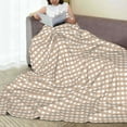 thumbnail image 6 of Fuzoiu Brown Gingham Print Ultra-Soft Micro Fleece Blanket,All Seasons Flannel Throw, Lightweight Blanket for Bed, Sofa, Couch, Movie Night, Camping, and Travel-50"x40", 6 of 7