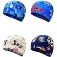 thumbnail image 3 of Bonnets de Bain pour Enfants de Couleur Unie Bonnet de Natation Bonnet de Natation Bonnets de Bain pour Enfants de 2 à 8 Ans Garçons Filles avec Cheveux Longs, 3 of 5