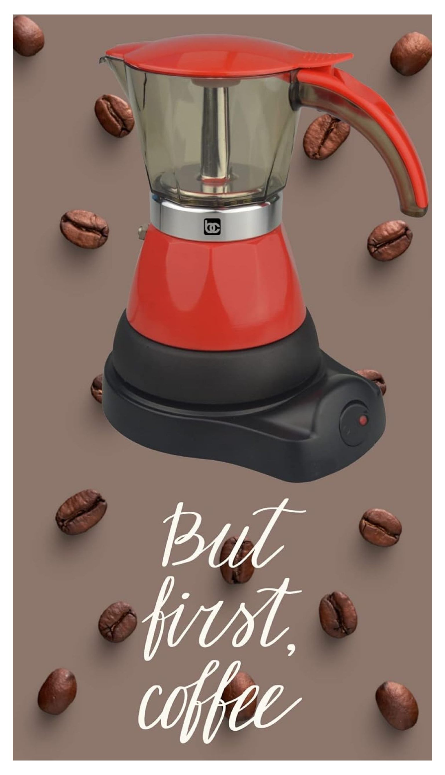 YgIRTID - Electric Espresso Maker 1-3 Cup Red, Cafetera Electrica Roja de 3 Tasa Model BC-95514.