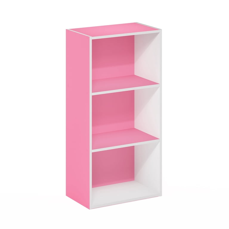 Furinno Luder 3-Tier Open Shelf Bookcase, Pink photo 1