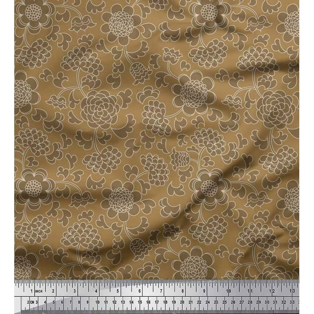 Soimoi Velvet Fabric Flower Artistic Decor Fabric Printed Yard 58 Inch Wide