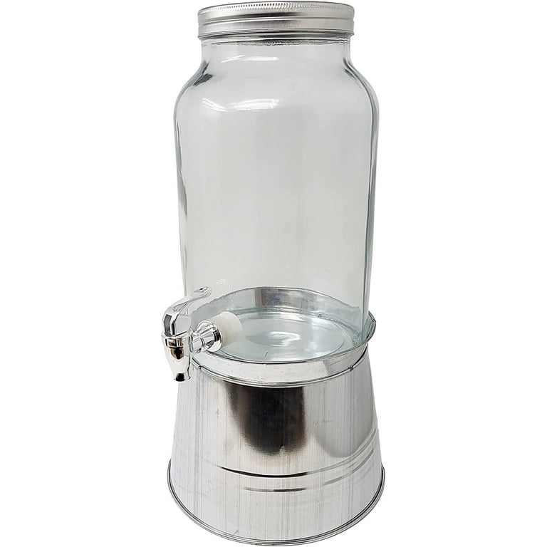 Mason Jar Beverage Dispenser with Galvanized Tub Base