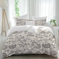 thumbnail image 2 of Grey Paisley Bedding 3 Piece Duvet Cover Set Twin Size, Boho Flower Botanical Leaf Branch Soft Microfiber Comforter Cover with Zipper Closure & Pillowcases, Wrinkle & FadeResistant Quilt Cover, 2 of 9