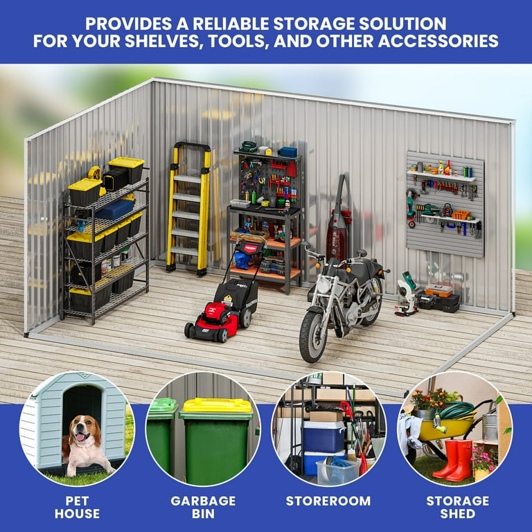 ModFusion 8x12 ft Steel Shed, Lockable 2 Doors, Large Window