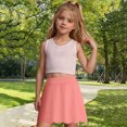 thumbnail image 5 of Girls Tennis Skirt, Athletic Golf Skirts with Shorts Solid Color High Waisted Skorts for Workout Plus Size Midi Skirt Wine 13Y, 5 of 9