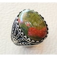 thumbnail image 2 of Unakite Jasper Mens Ring, Natural Unakite Jasper Ring, Oxidized, 925 Silver Ring, Birthday Gift, Heavy Mens Ring, Arabic Design, Ottoman Style Ring, Christmas, Turkey Mens Signet Ring, 2 of 6