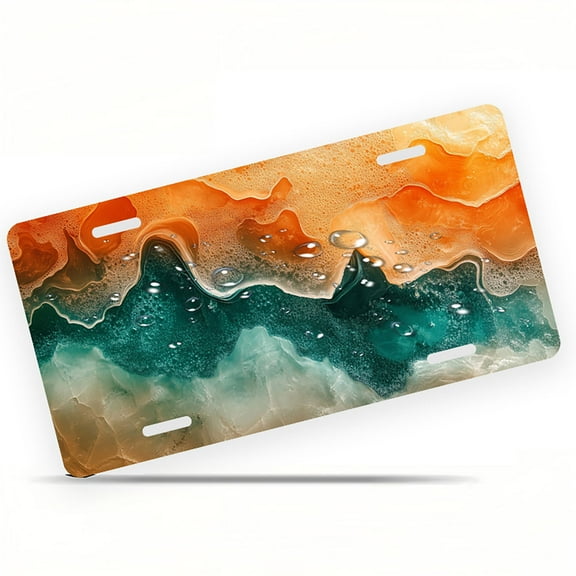 Abstract Fluid Landscape Funny Personalized License Plate Rust-proof Stainless Steel Metal License Plate Suitable For Men And Women 12.2" x 6.2"