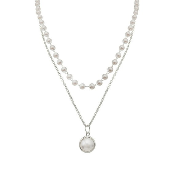 VerPetridure Women Double Pearl Choker Clavicle Chain Necklace Pendant Charm Jewelry Gifts