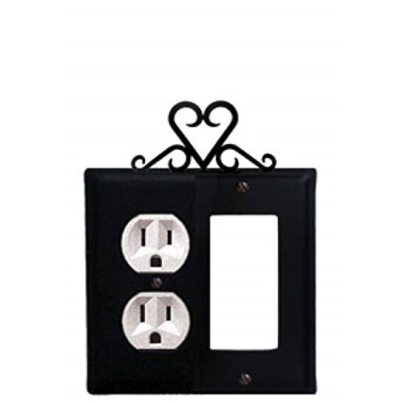 Village Wrought Iron EOG-51 8 Inch Heart - Single Outlet and GFI Cover Black