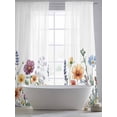 thumbnail image 6 of Spring Floral Semi Sheer Window Curtains 96 Inches Long, Colorful Botanical Summer Blooming Rod Pocket Voile Silky Chiffon Curtain Light Filtering Drapes for Living Room, Kitchen, 52"x96", 2 Panels, 6 of 9