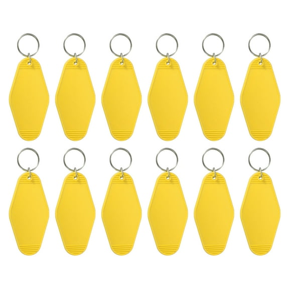 Uxcell Blank Hotel Keychain Tags, Motel Keychain, Vintage Key Tags for DIY Crafts Luggage 12 Pcs & Lemon Yellow