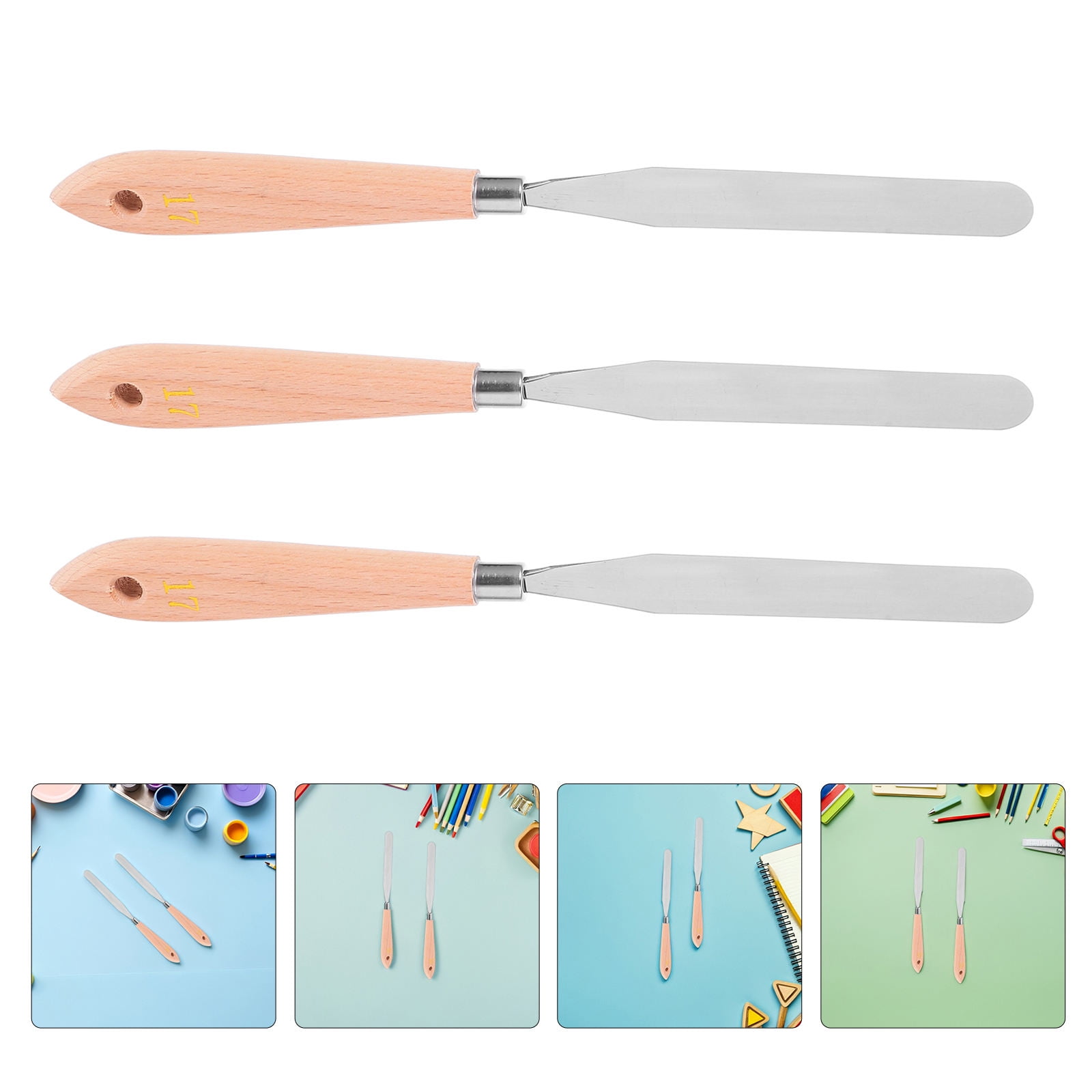 ELAYARD 3pcs Painting Palette Set for Artists Stainless Steel Blade