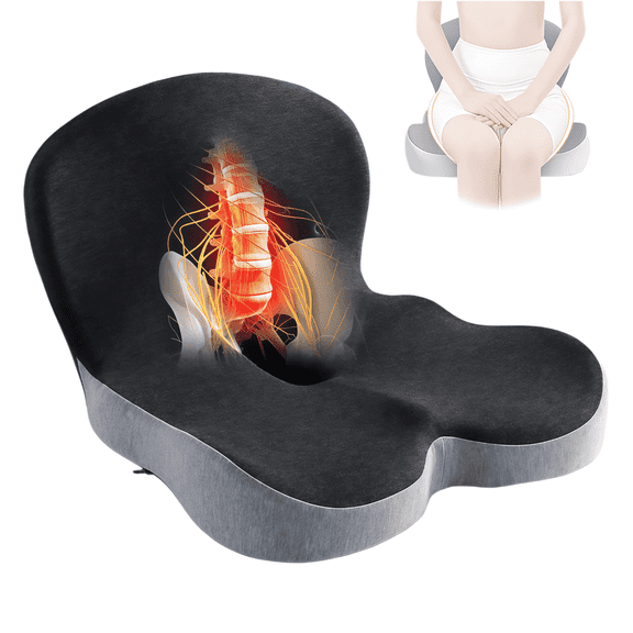 LHYXU Adjustable Memory Foam Seat Cushion | Lower Back Pain Relief | L-Shaped (A)