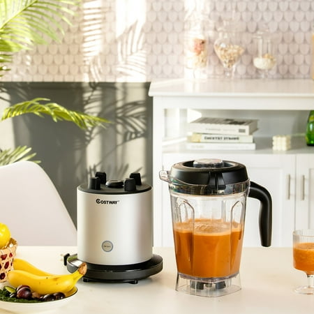 Costway - 1500W Countertop Blender Smoothie Maker High Power Blender w/ 10 Speeds - Black/Silver