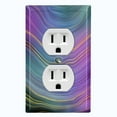 thumbnail image 1 of Metal Light Switch Plate Cover Image of Marble Purple Teal Swirl Galaxy MAR081, 1 of 13