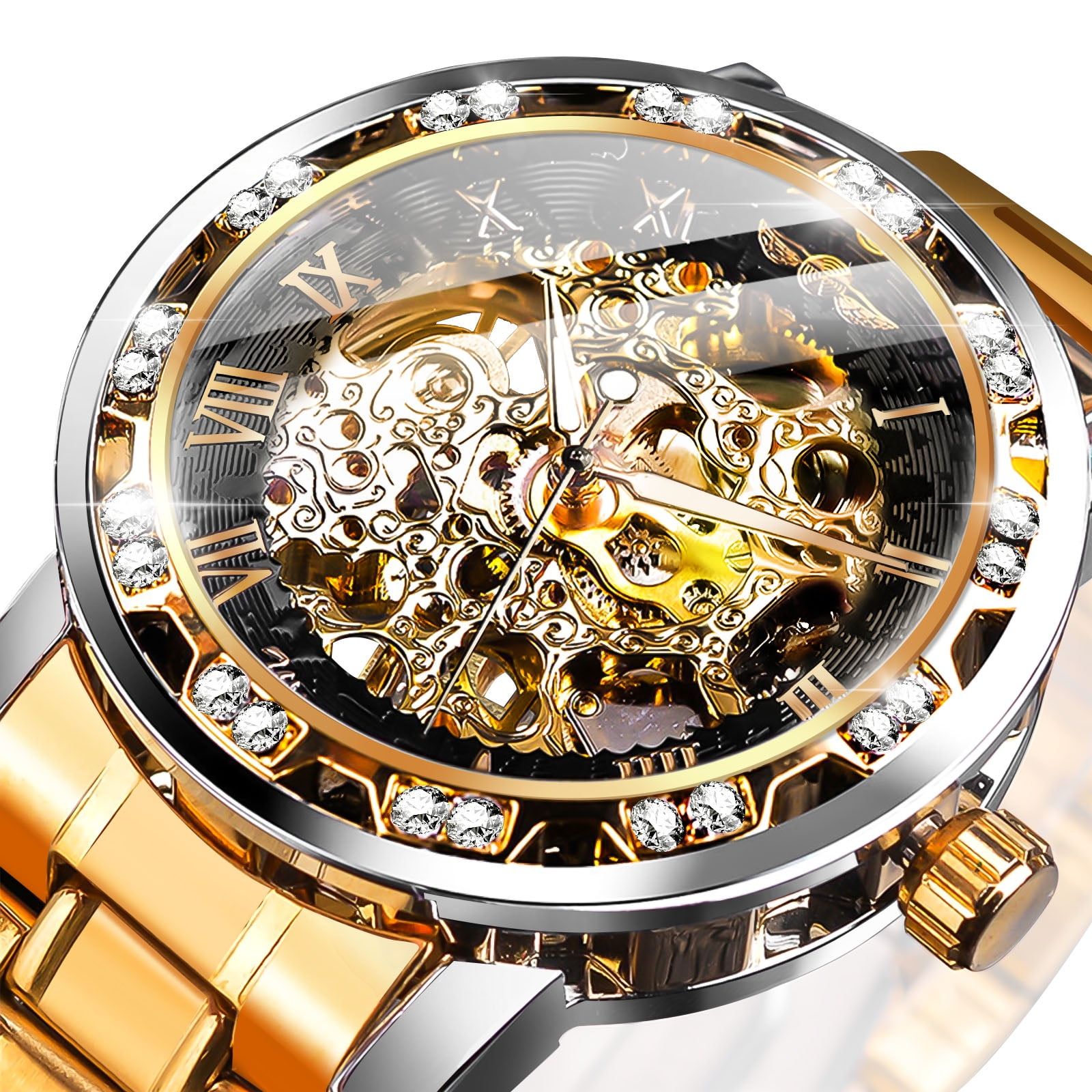 EEEkit Men's Mechanical Watch, Self-Winding Skeleton Luminous Luxury Business Dress Wrist Watch