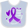 thumbnail image 3 of Inktastic Love, Care, Cure Cystic Fibrosis Awareness Purple Ribbon Boys or Girls Baby Bib, 3 of 4