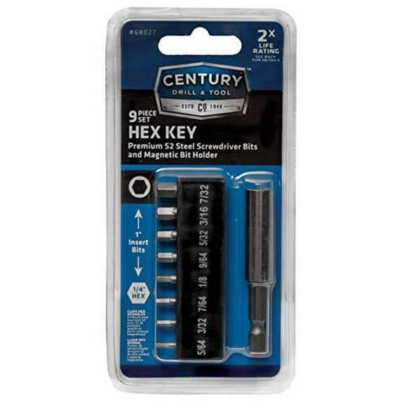 Century Drill & Tool 68207 Hex Key Screw Driving Bit, 7 Piece Set