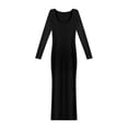 thumbnail image 5 of Xuanfei Women Solid Color Square Neck Long Sleeve High Waist Maxi Dress, 5 of 6