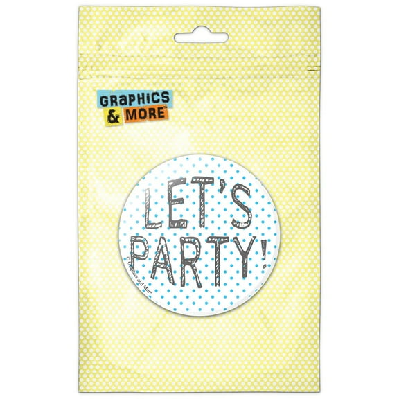 Let's Party Blue Gray Polka Dots Refrigerator Button Magnet