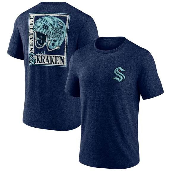 Men's Deep Sea Blue Seattle Kraken Earnest Will Tri-Blend T-Shirt