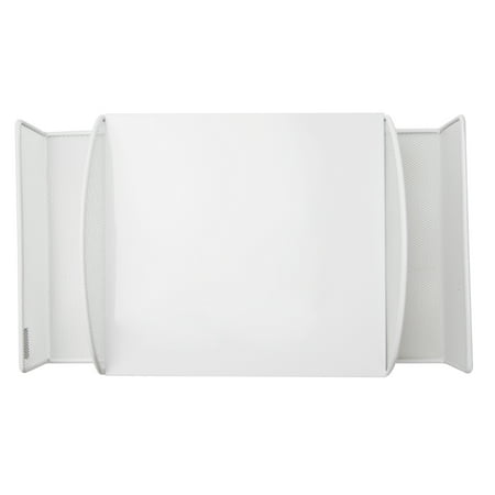 Mind Reader - Mesh Monitor Stand, Wire Screen Riser with Side Storage File Pockets - White