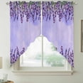 thumbnail image 2 of Purple Lavender Swag Curtains for Kitchen/Bedroom/Living Room, Spring Watercolor Wild Flowers Plant Scalloped Curtains 63 Inch Long, Window Swag Topper Curtains Valances 2 Panels Set 36"x63", 2 of 8