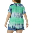 thumbnail image 4 of DARING DIVA Women's Plus Size V Neck Short Sleeve Loose Tie Dye Tunic Tops 1X Green, 4 of 6