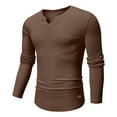 thumbnail image 5 of Tawop Mens Shirt Long Sleeve Tunic V Neck Muscle Casual Coffee M, 5 of 8