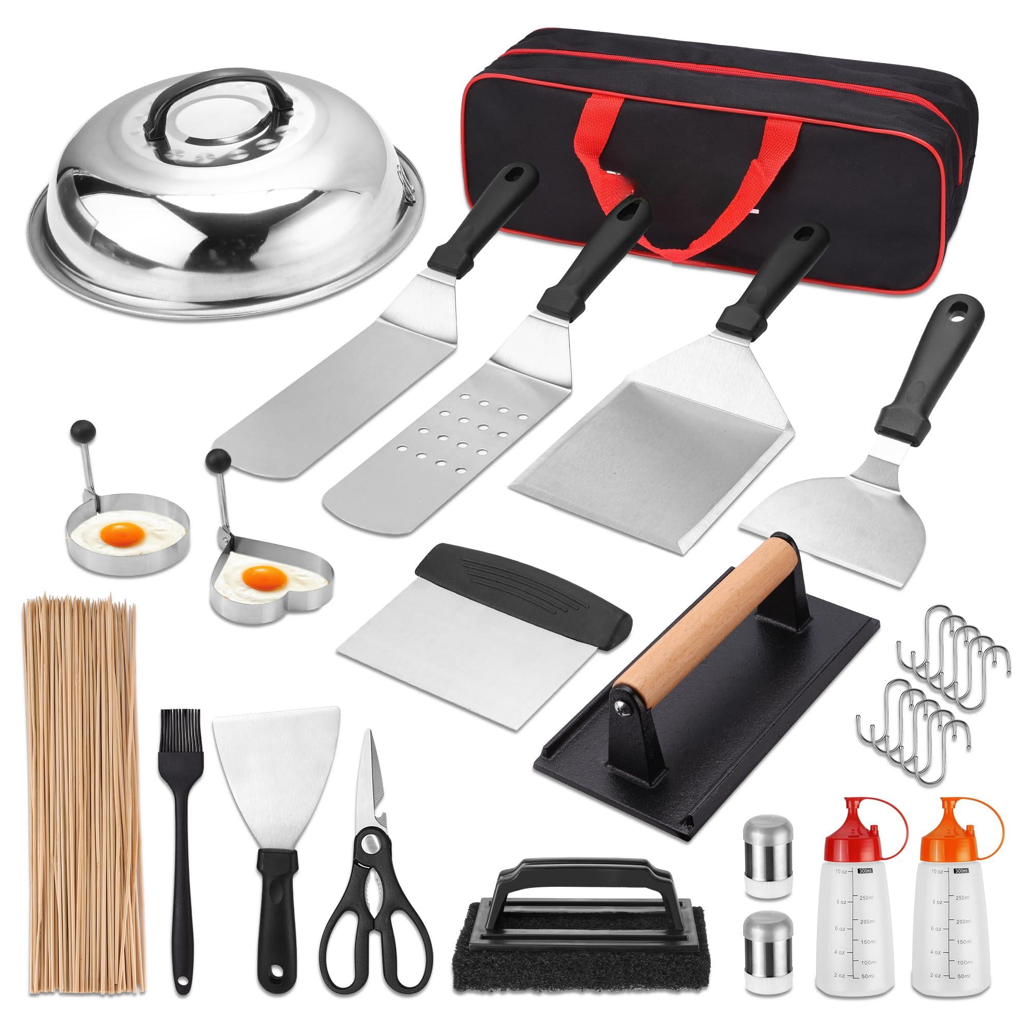 Grill Tool Set 128 PCS Flat Top Stainless Steel Grilling Utensils for Outdoor Cookouts