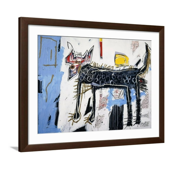 Art.com Part Wolf Giclee Print by Jean-Michel Basquiat, Brown Frame Wall Art, 40" x 32"