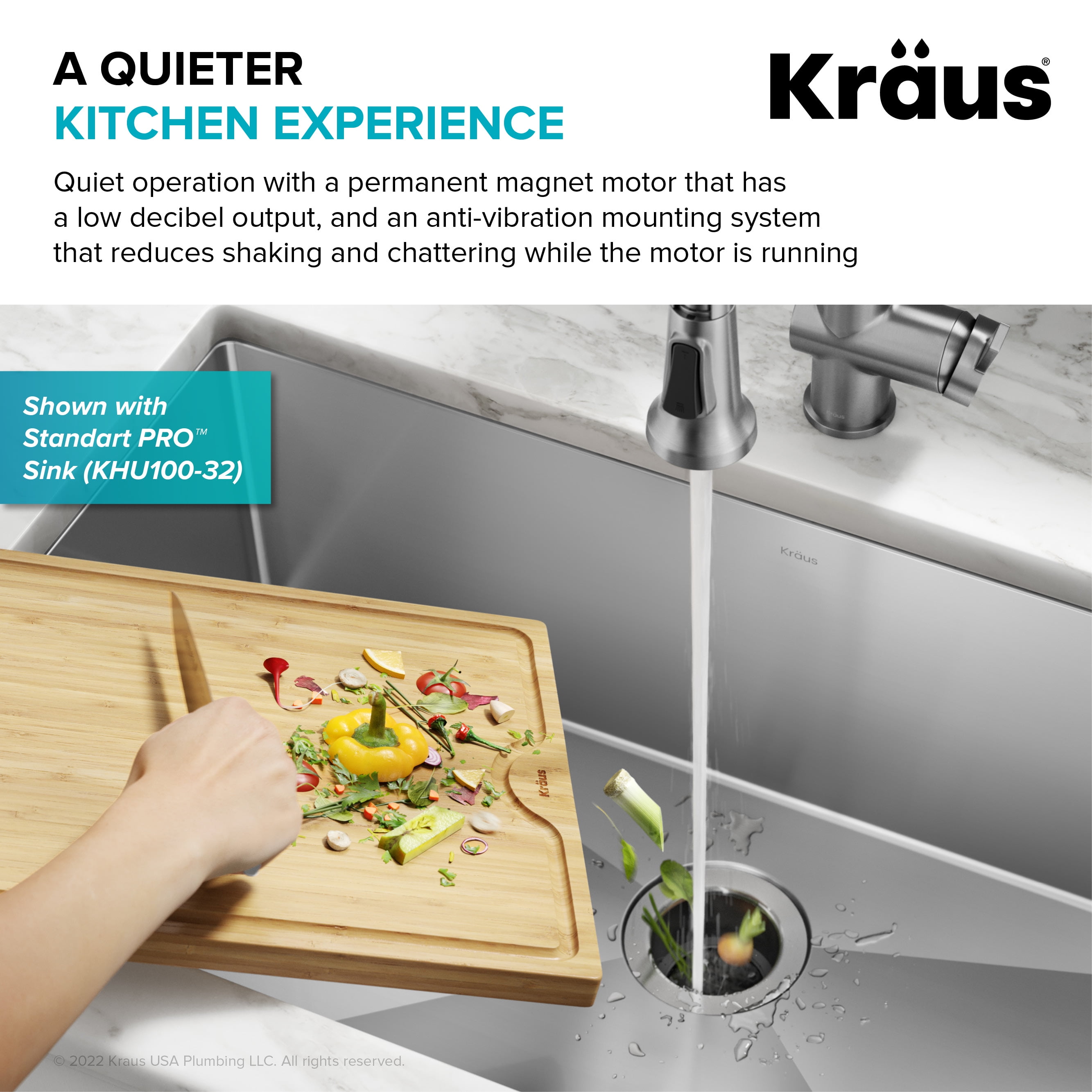 Kraus WasteGuard High-Speed 1/2 HP Continuous Feed Garbage Disposal 