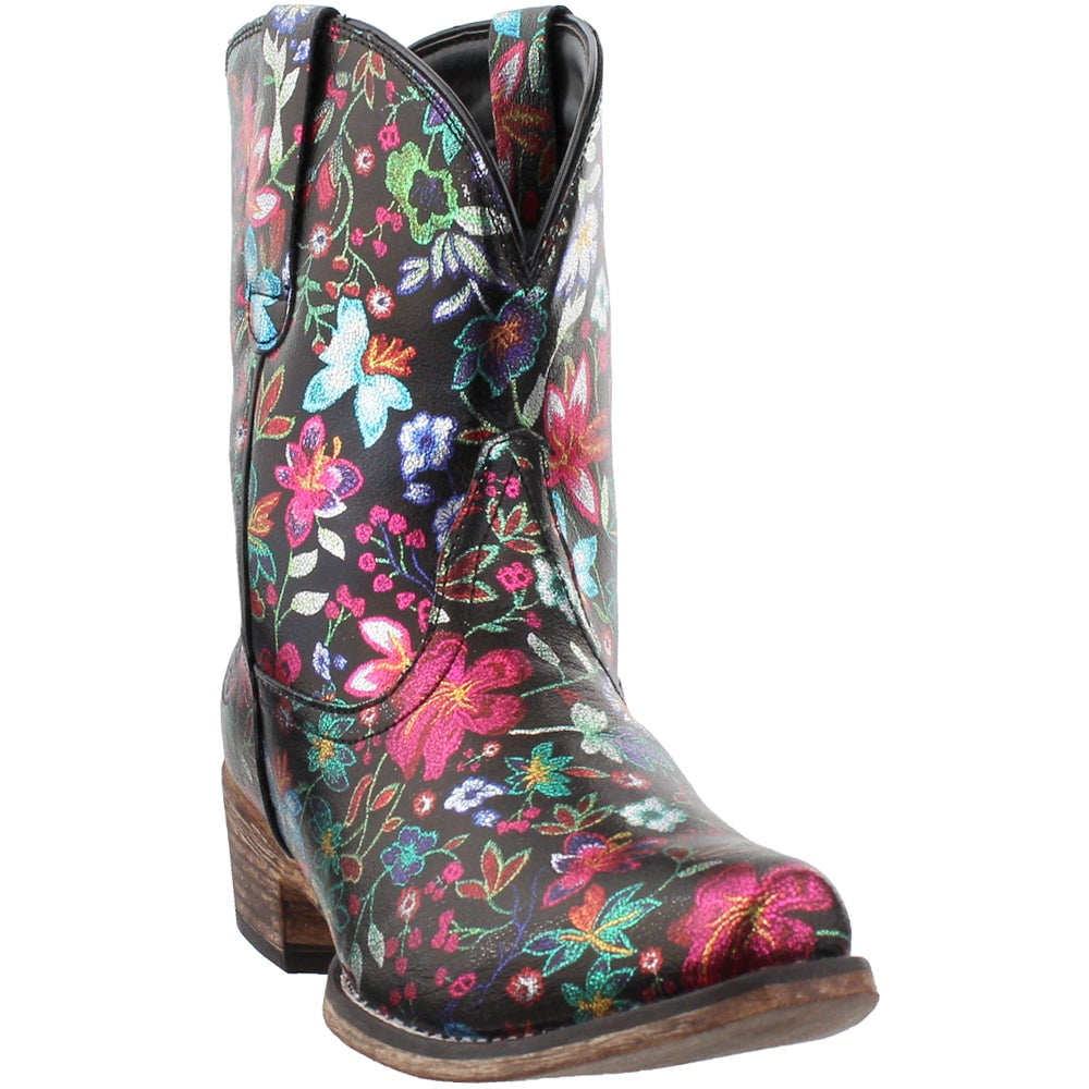 Roper Roper Ingrid Floral Womens Western Cowboy Boots Ankle Low Heel