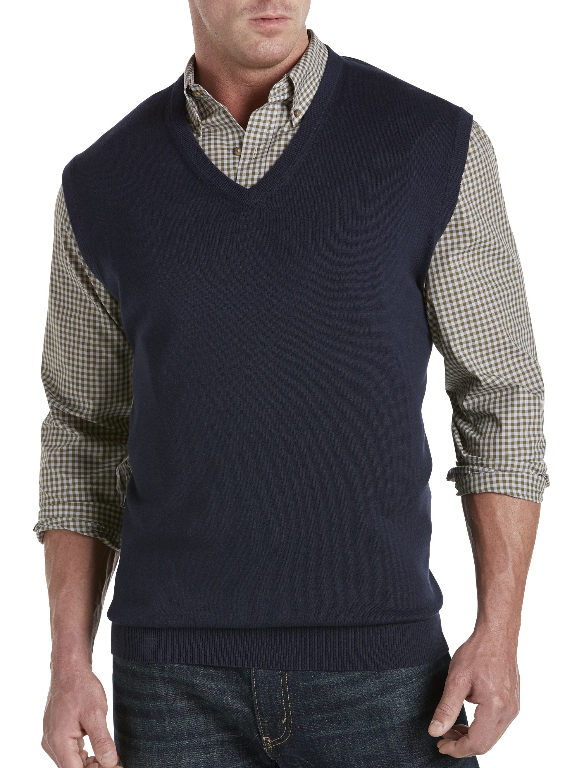 Harbor Bay by DXL Big and Tall Men's V-Neck Sweater Vest, Navy, 3XL ...