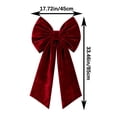 thumbnail image 3 of Large Velvet Christmas Bow, 17.72 x 33.46 inch Extra Long Wreath Bow with Long Streamers, Oversized Holiday Tree Decoration for Front Door and Party, Red, 3 of 9