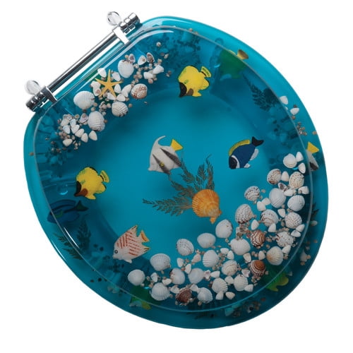 Clear Acrylic Toilet Seat With Cover – 17 Inch Round, Heavy-Duty Aquarium Style, UV-Protected & Comfort-Fit Design